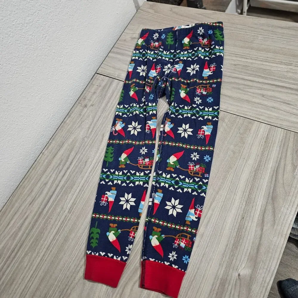 Hanna Andersson Pajama Set Christmas Gnome Long Sleeve Blue Red Boys 6-7